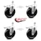 Service Caster 6 Inch Phenolic Swivel 1/2 Inch Threaded Stem Caster Set with Total Lock Brake SCC SCC-TSTTL20S615-PHR-121315-4 - alternate 2